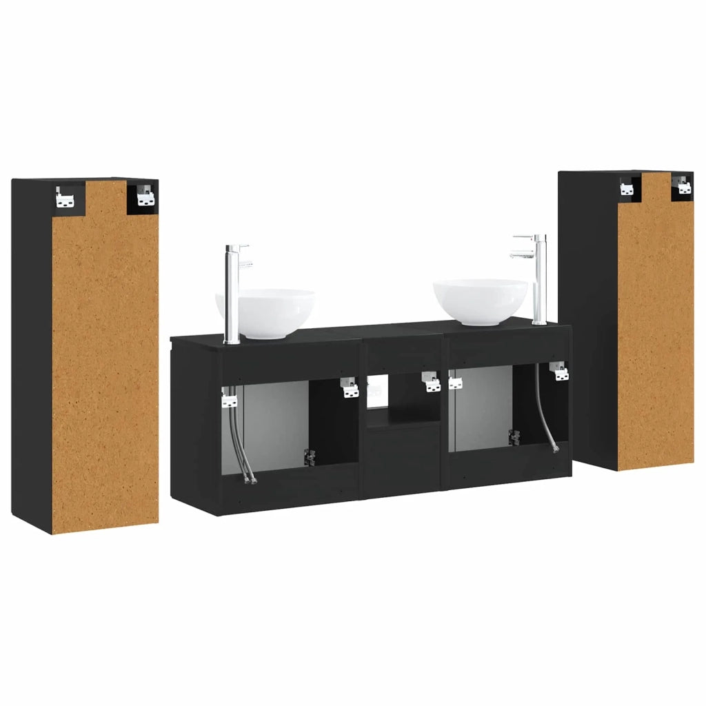 Set di mobili per il bagno 5 pz Nero 33 x 34,5 x 100 cm 3405984