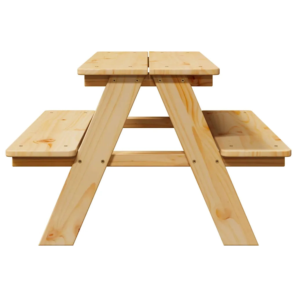 Tavolo per Bambini con Panche IRUN 90x79,5x50 cm Legno Massello CFW1882877