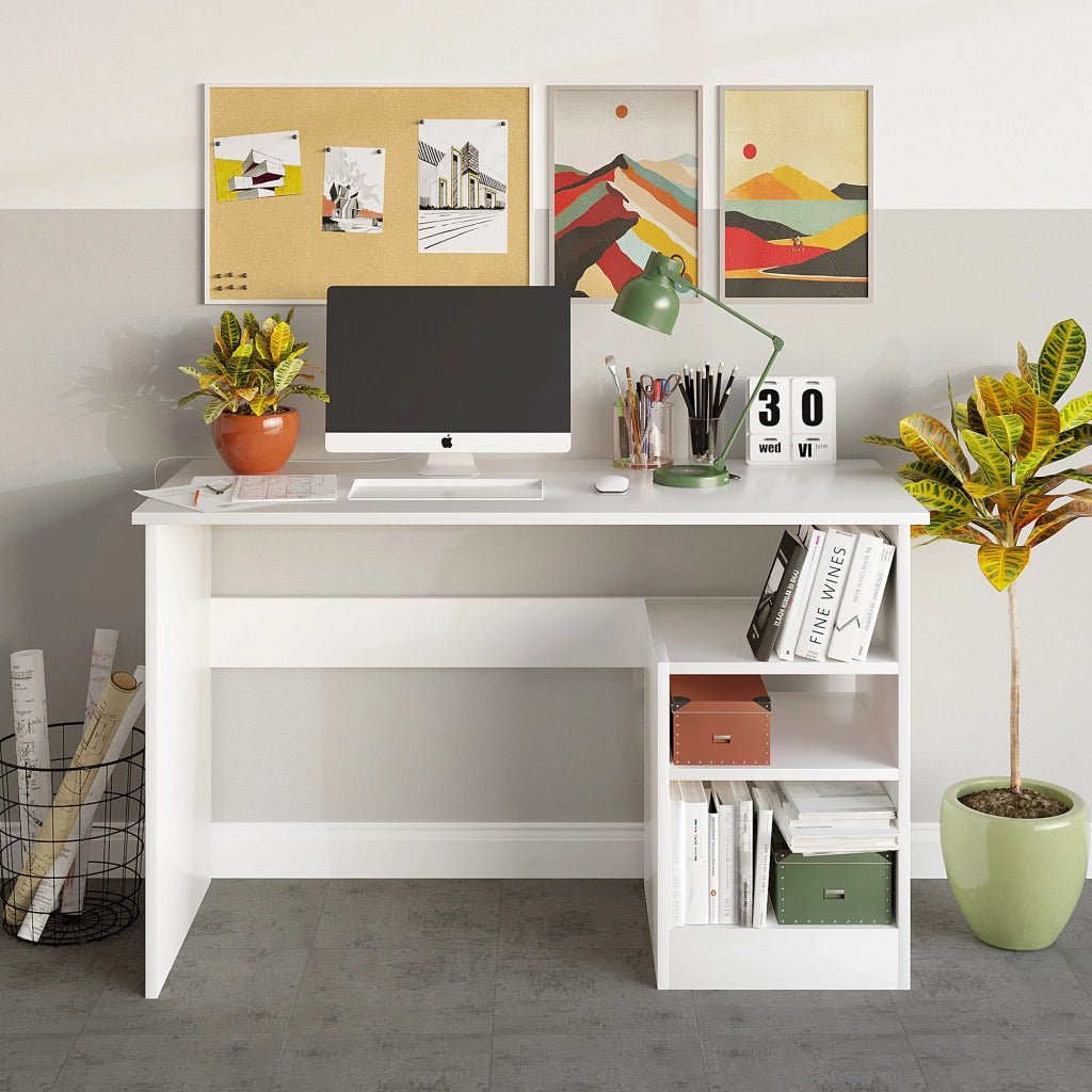 Scrivania in legno "Bahar" - 120 x 50 x 74 cm - Bianco