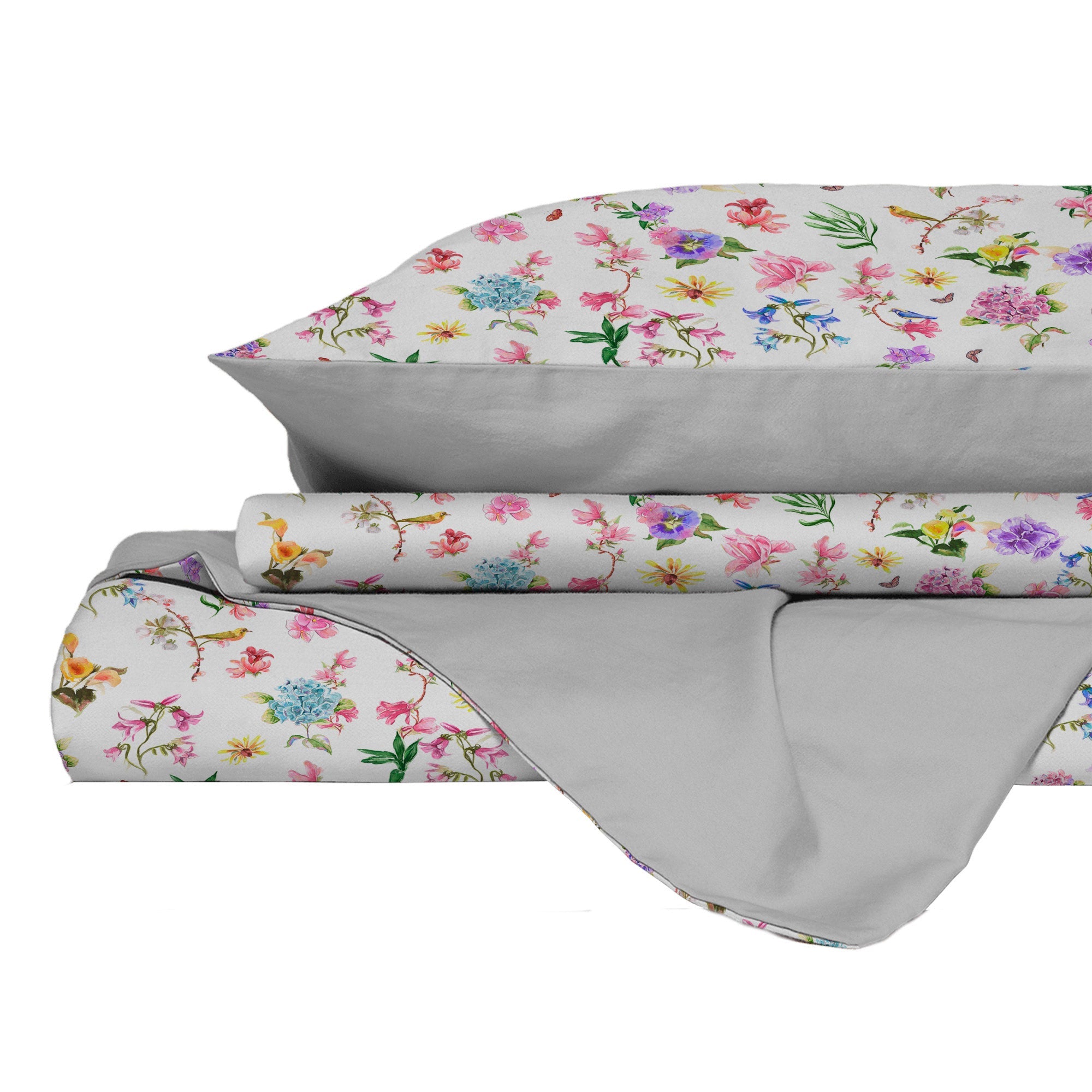 Copripiumino Matrimoniale con Federe Stampato in Puro Cotone Gaia