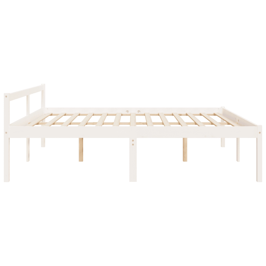 Letto per Anziani Bianco 200x200 cm in Legno Massello di Pino 810635