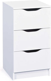 Cassettiera con 3 cassetti - Comodino - Dresser - Smaltata melamina - Bianco - Cassettiera con maniglie - 3 Westphalen