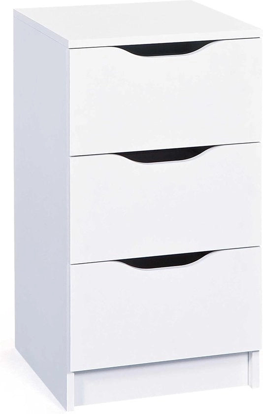 Cassettiera con 3 cassetti - Comodino - Dresser - Smaltata melamina - Bianco - Cassettiera con maniglie - 3 Westphalen