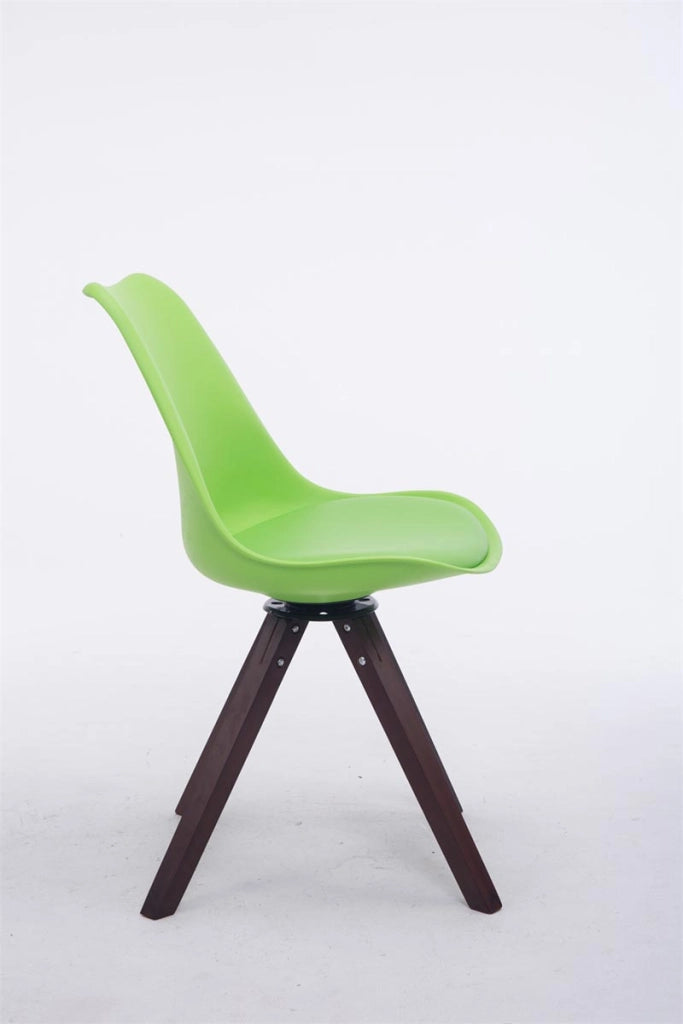 Sedia ospite Troyes Girevole Similpelle Quadrato verde,noce