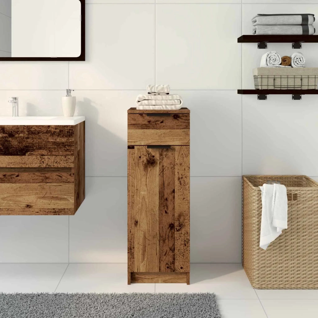 Mobile da Bagno con cassetto Legno vecchio 32 x 34 x 90 cm 863417
