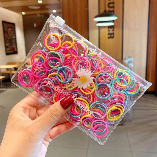 Elastici per capelli colorati - 100 pezzi - Pastello - 20mm - 2mm Diametro - Elastico - Accessori per capelli - Bambini - Bimbi - Bambine - Donne - Regalo - Cadeau