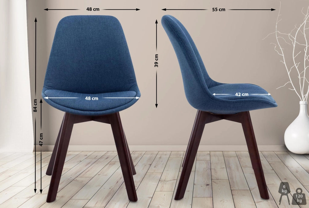 Sedia Borneo Tessuto V2 blu,noce