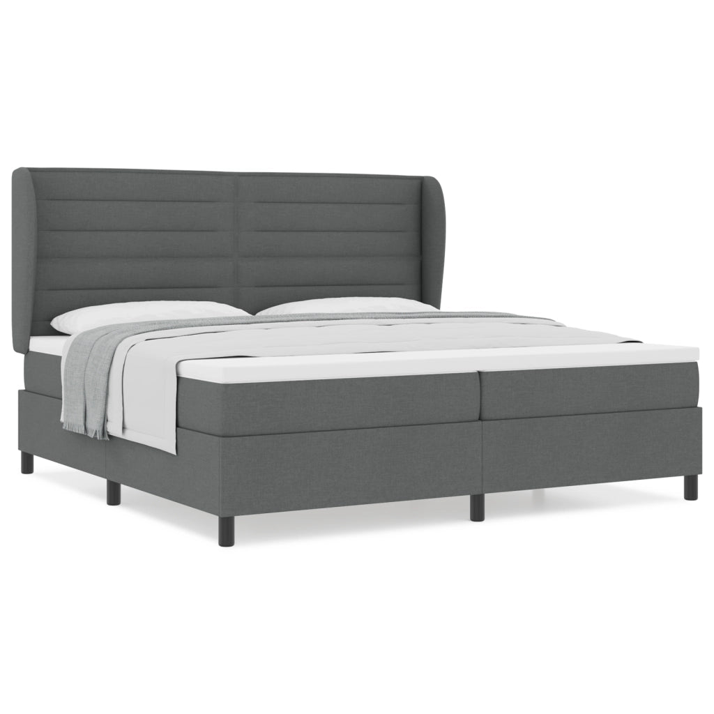 Letto Box Spring con Materasso Grigio Scuro 200x200 cm Tessuto