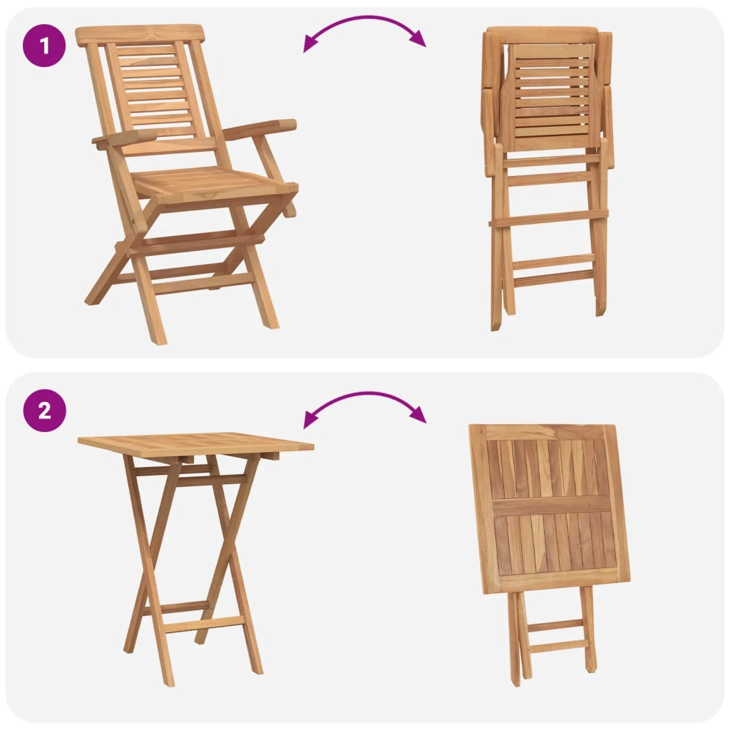 Set da Giardino 3 pz Marrone Legno Teak Massello 3437387