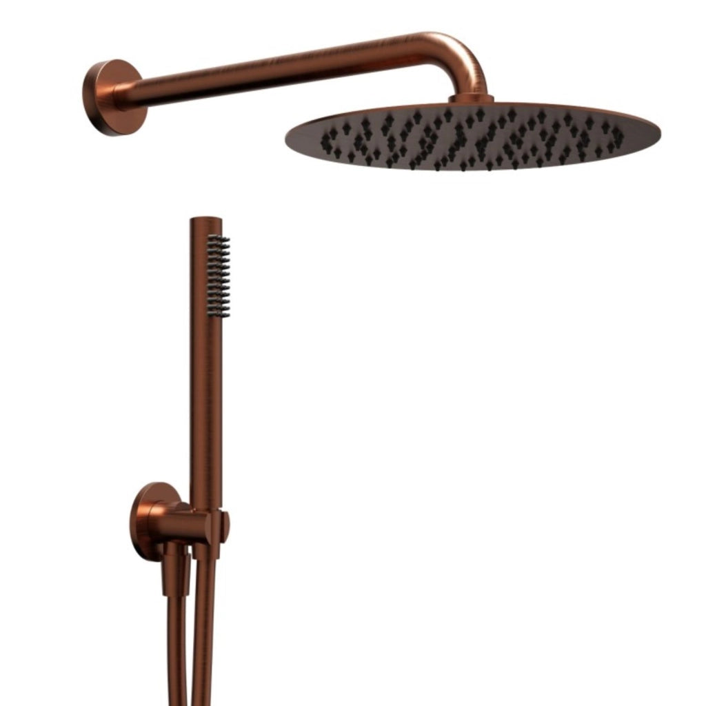 Set per doccia soffione tondo in acciaio inox 250 millimetri *** finitura- oro rosa, confezione 1