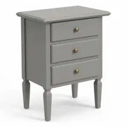 Comodino spillo in legno Shabby chic grigio con pomelli ad anello