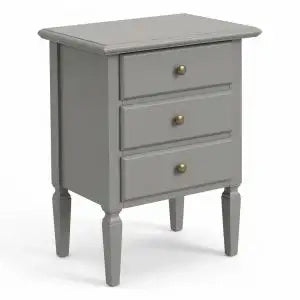 Comodino spillo in legno Shabby chic grigio con pomelli ad anello