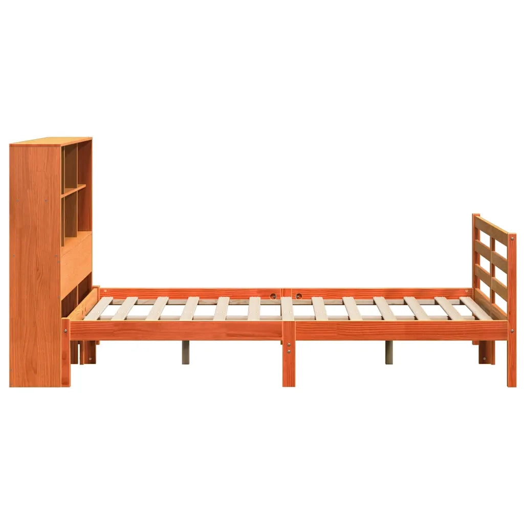 Letto Libreria senza Materasso Marrone Cera 160x200 cm Legno 3321919