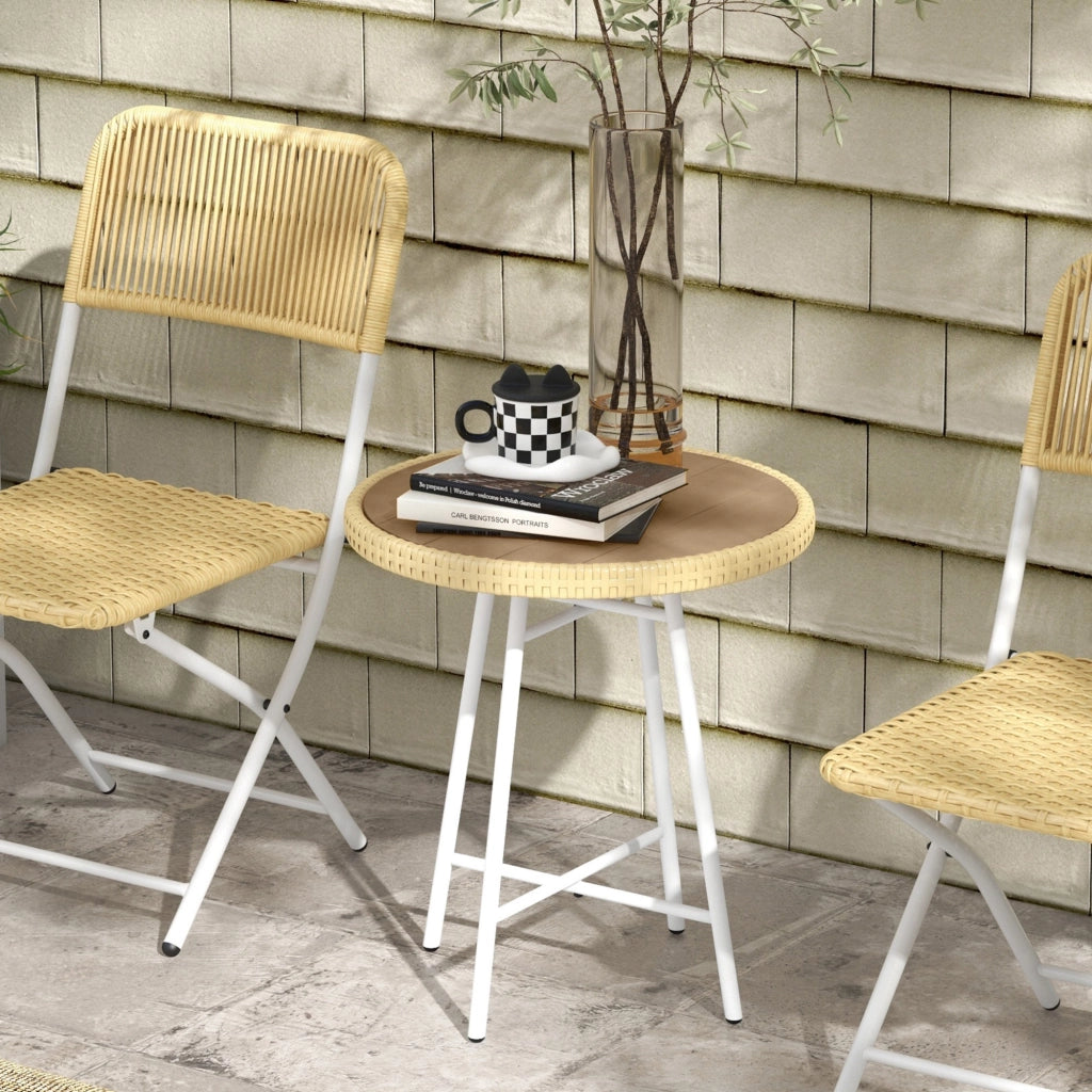 Tavolino da Caff¨¨ in Rattan Sintetico ¨C Xylo ¨C Piano Legno Plastica Struttura Acciaio 50x50x55 cm