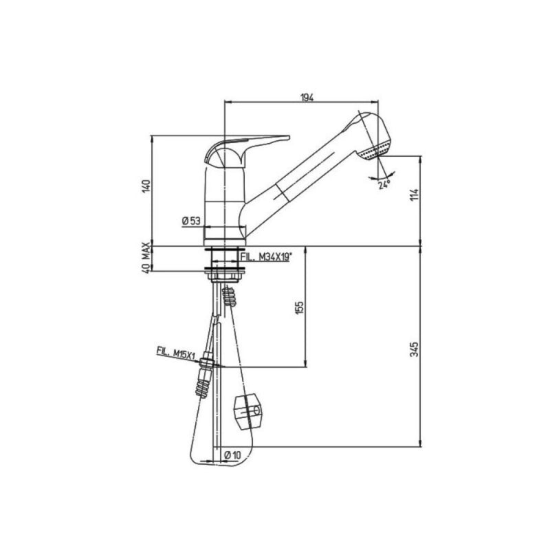 Miscelatore da cucina Mixo Paini 45DE568TCZ terra di francia doccetta estraibile
