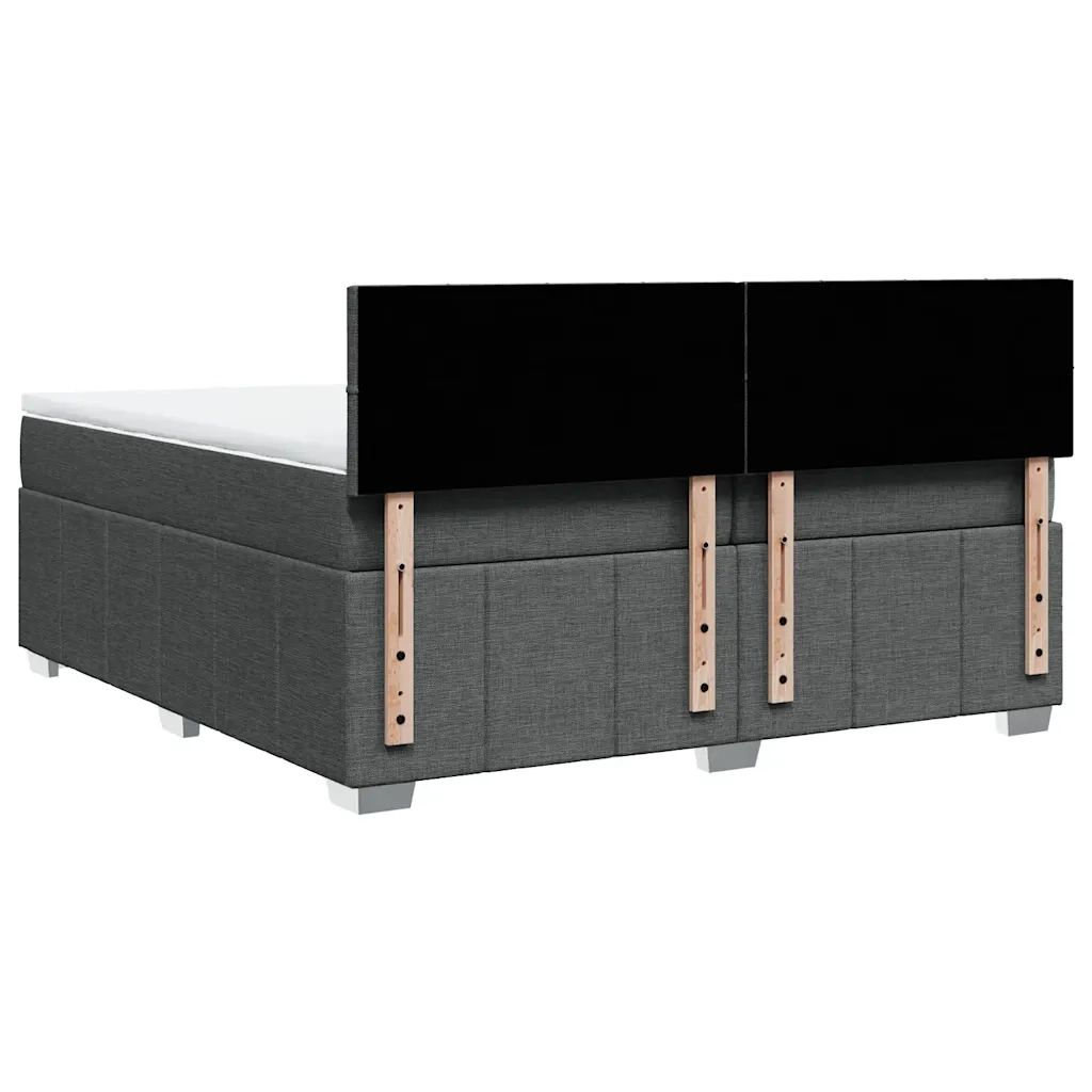 Giroletto a Molle con Materasso Grigio Scuro 200x200 cm Tessuto