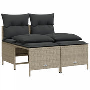 Set Divano da Giardino 4pz | Set Salotto da Giardino con Cuscini Grigio Chiaro Polyrattan