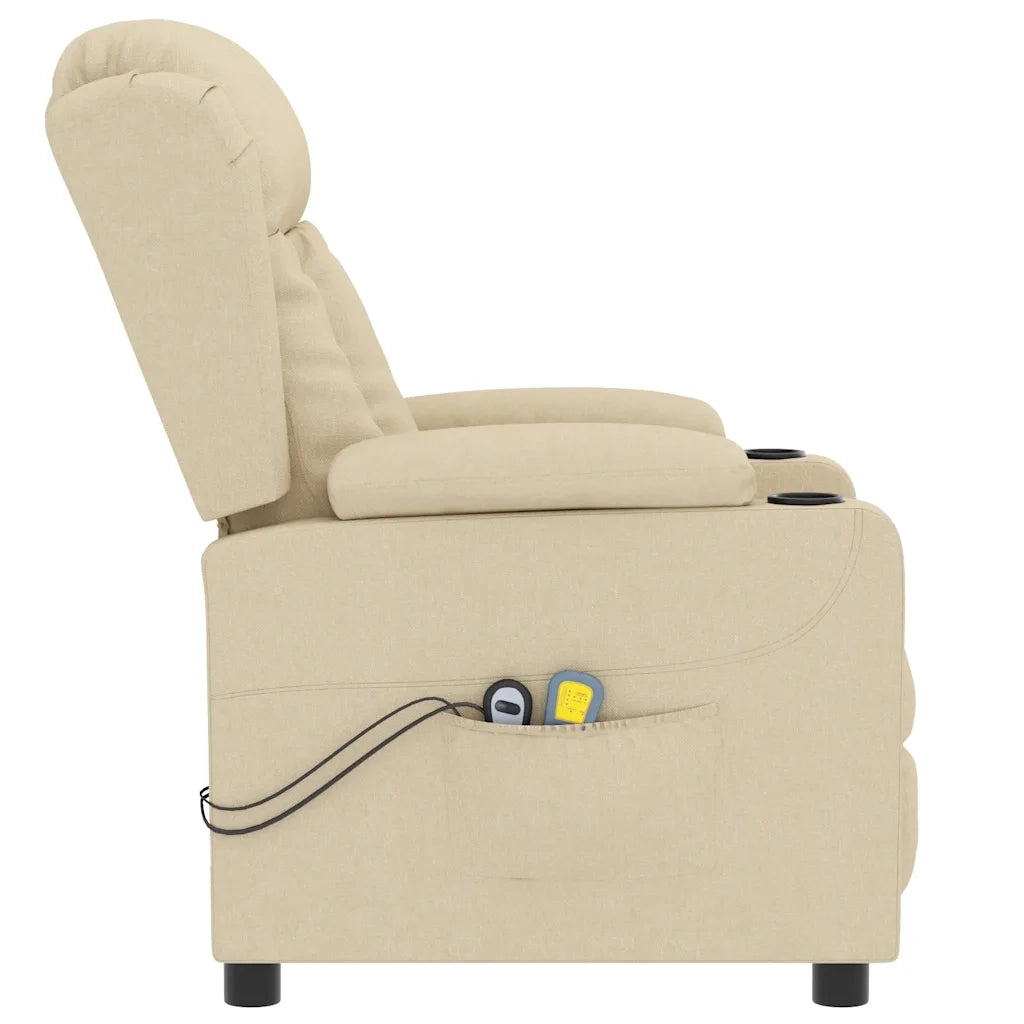 Poltrona Massaggiante Elettrica Crema in Tessuto 3098798
