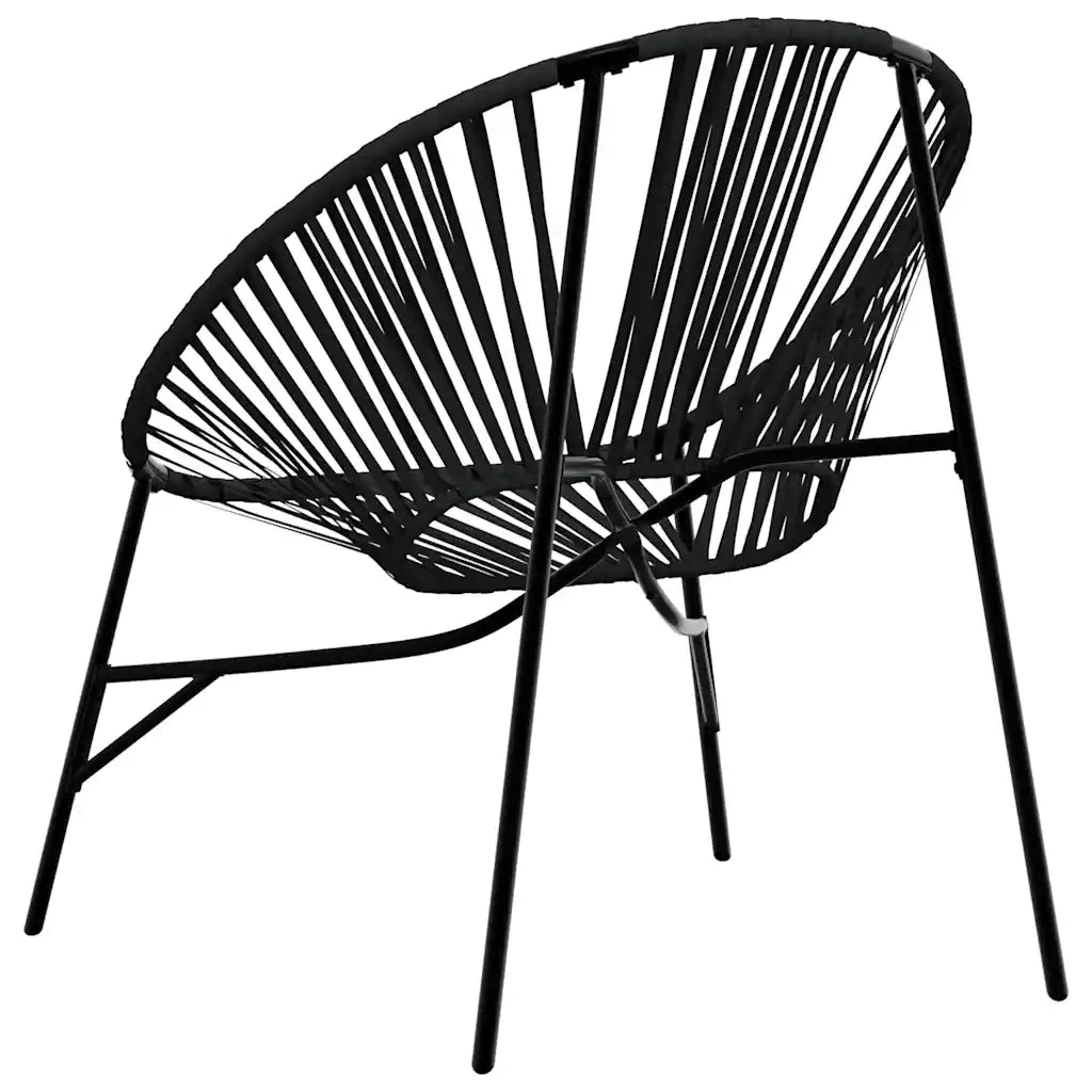 Set di Sedie da Giardino 3 pz | Sedie da Esterno in Polyrattan Nero