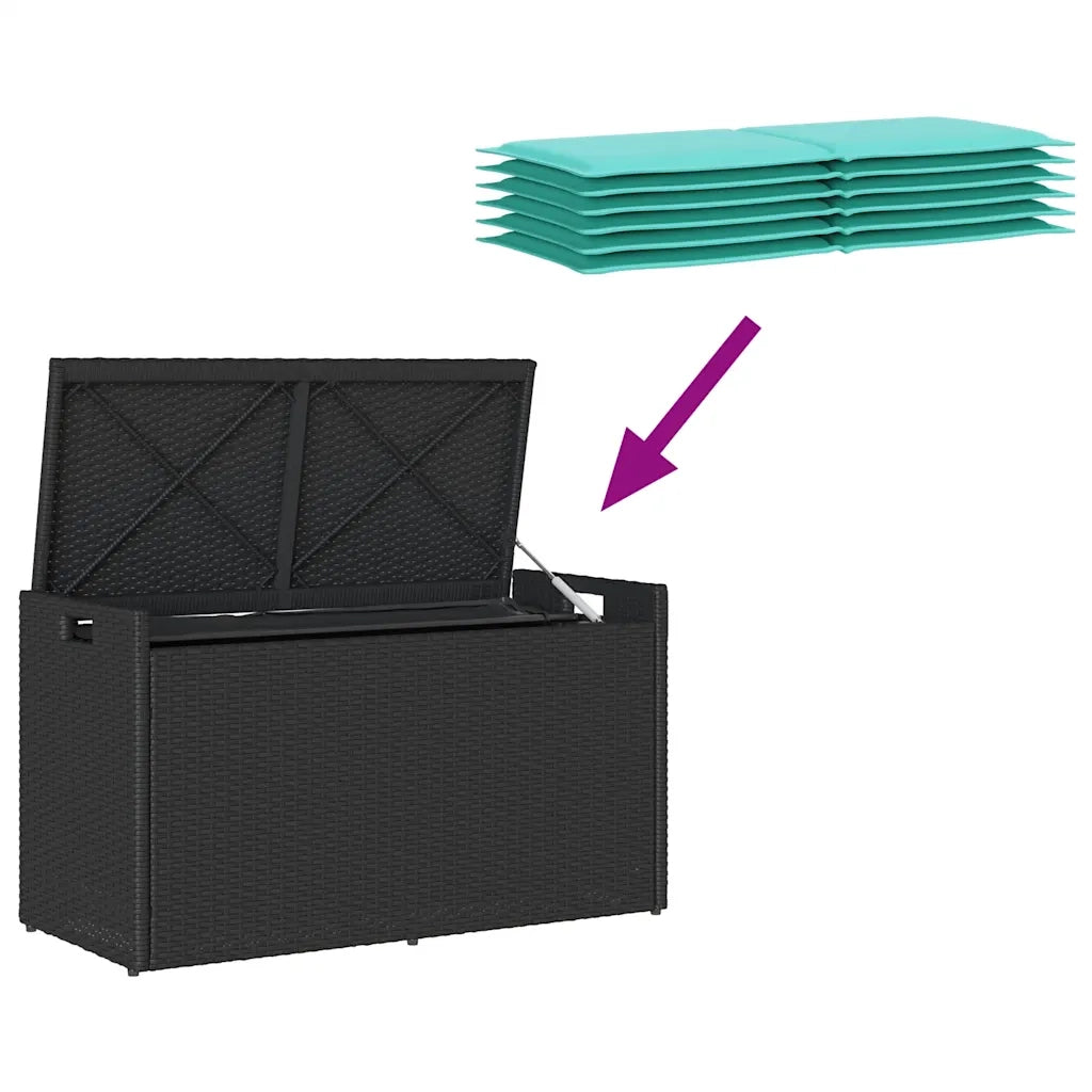 Cassapanca da Esterno con Cuscino Nera 100 cm in Polyrattan 4104068