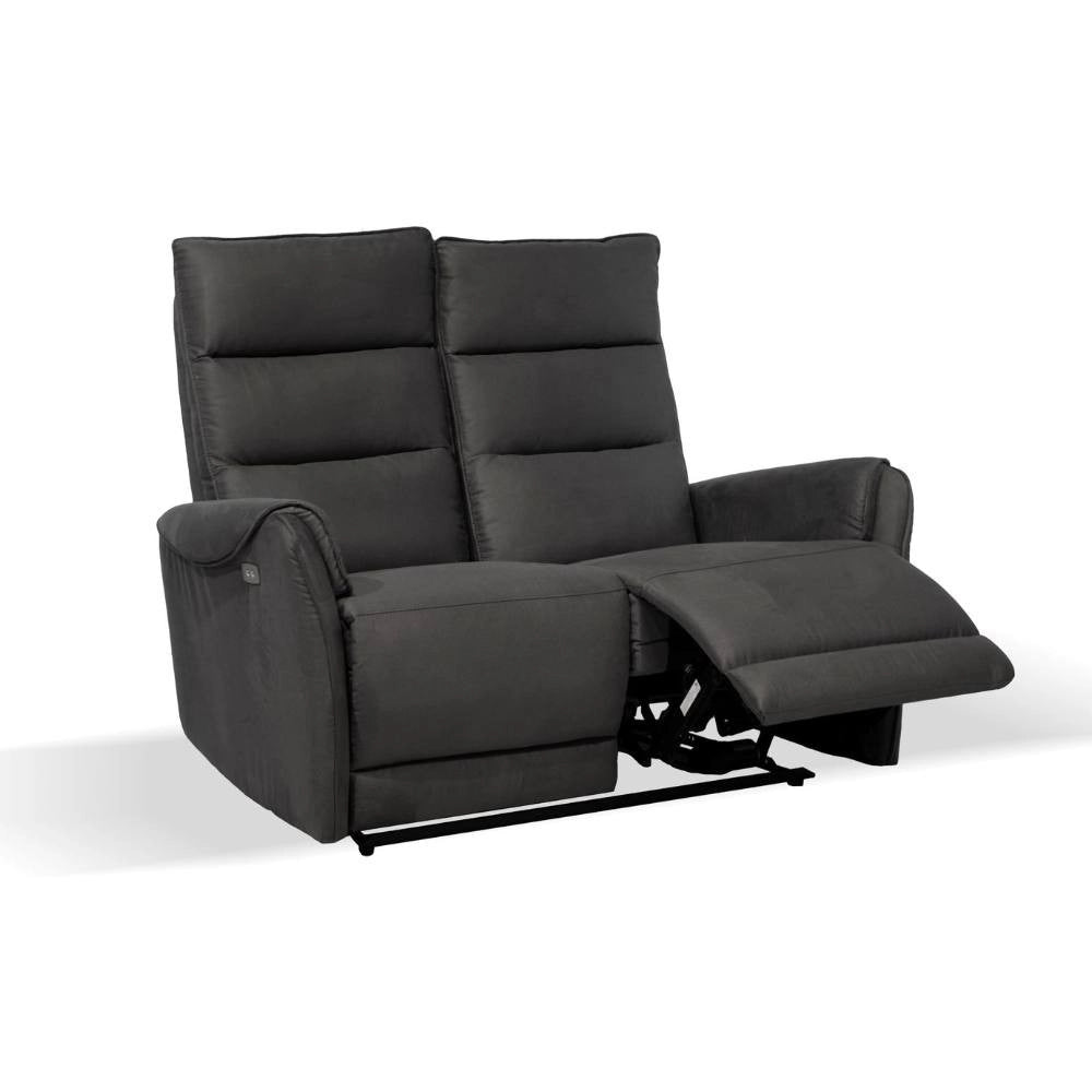 Divano 2 posti 2 recliner elettrici effetto nabuk Thun colore grigio