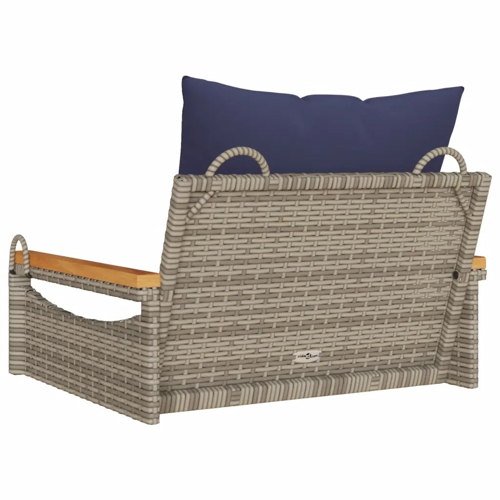 Panchina Dondolo con Cuscini Grigia 63x62x40 cm in Polyrattan 368168