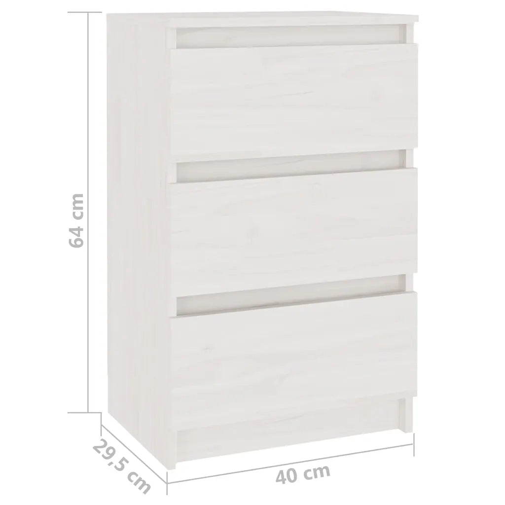 Comodini 2 pz-Set di 2 Tavolino da notte Bianchi 40x29,5x64 cm in Legno Massello di Pino