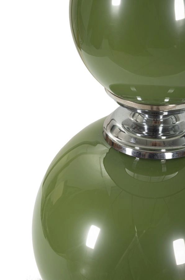 Lampada da Tavolo Eva Two Ø38x65 cm in Vetro e Ferro e Tessuto Verde e Grigio