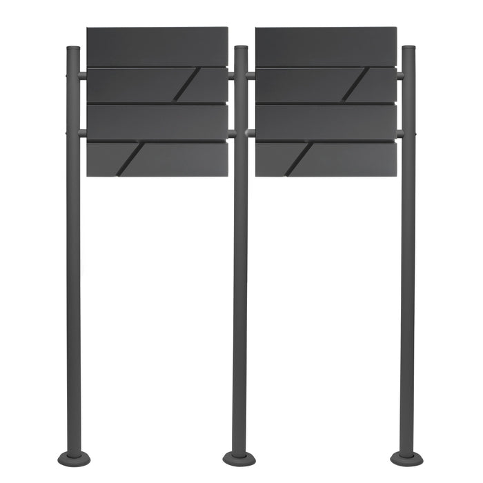 Set di cassette postali 2 pezzi V14 antracite, cassetta della posta a muro con serratura, portarotolo di giornale, supporto, in acciaio verniciato a polvere