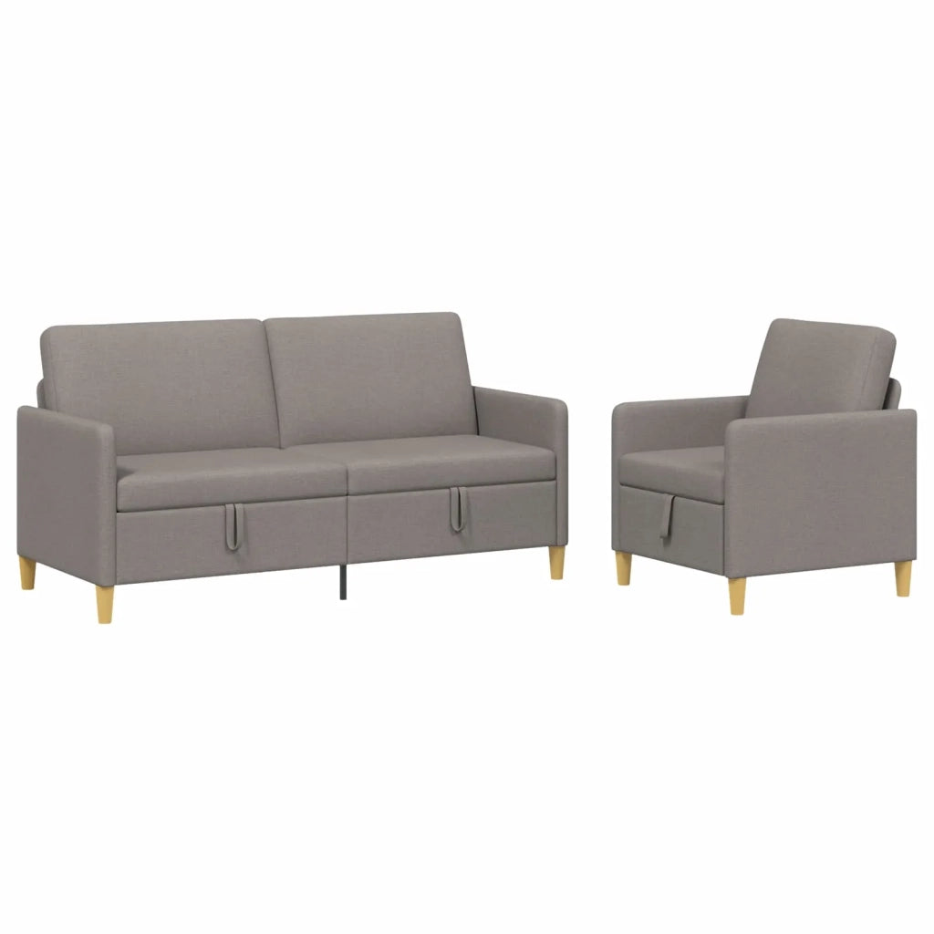 Set di Divani con Storage 2 pz Tortora Poliestere 3429210