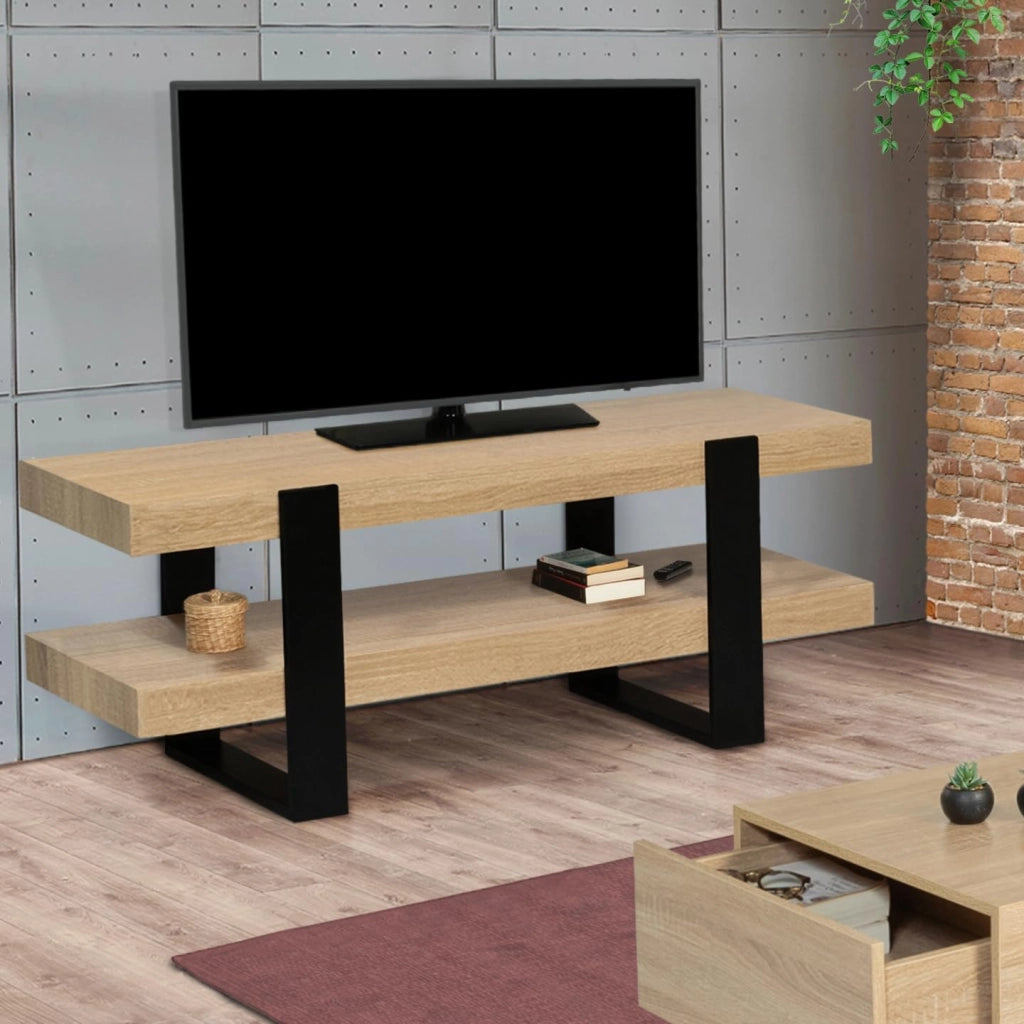 Porta TV doppio PHOENIX legno nero