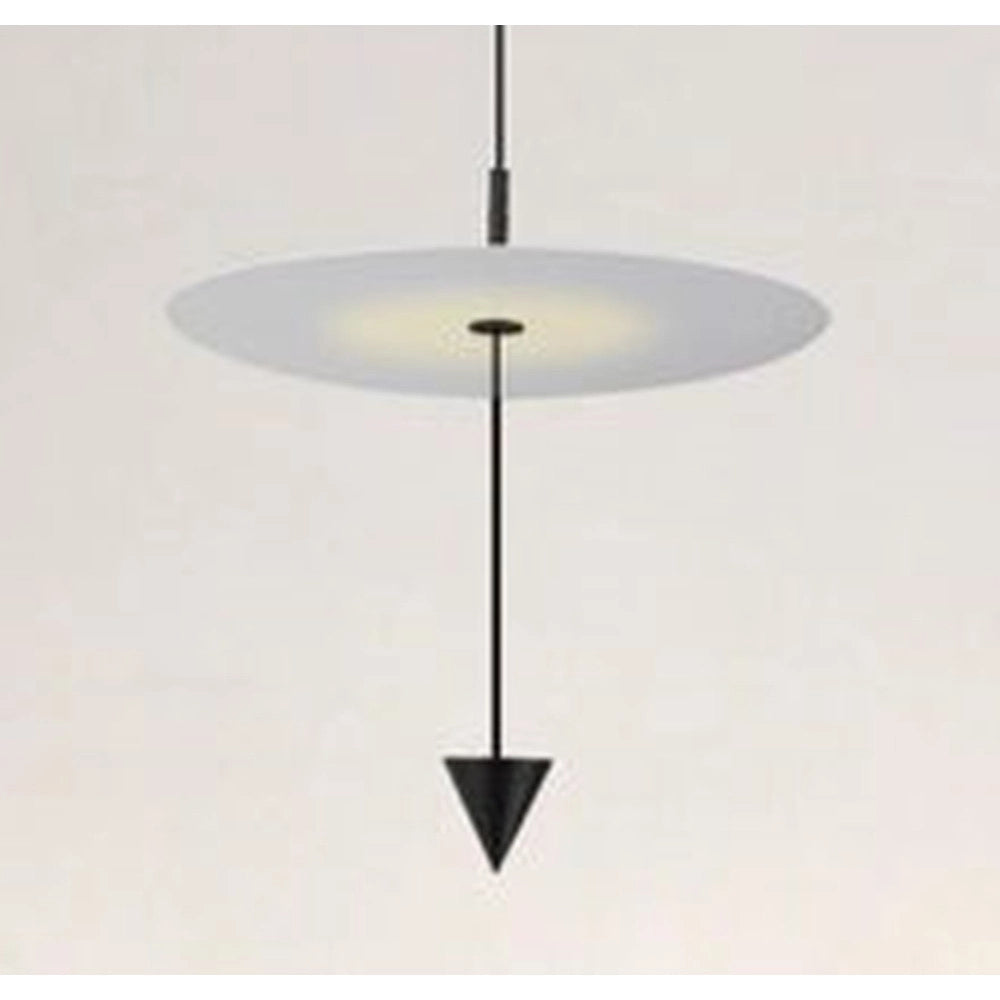 Trade Shop - Lampadario A Sospensione Lampada 18w Luce Led 4000k Disco Bianco ø42cm Cono Nero 33054 -