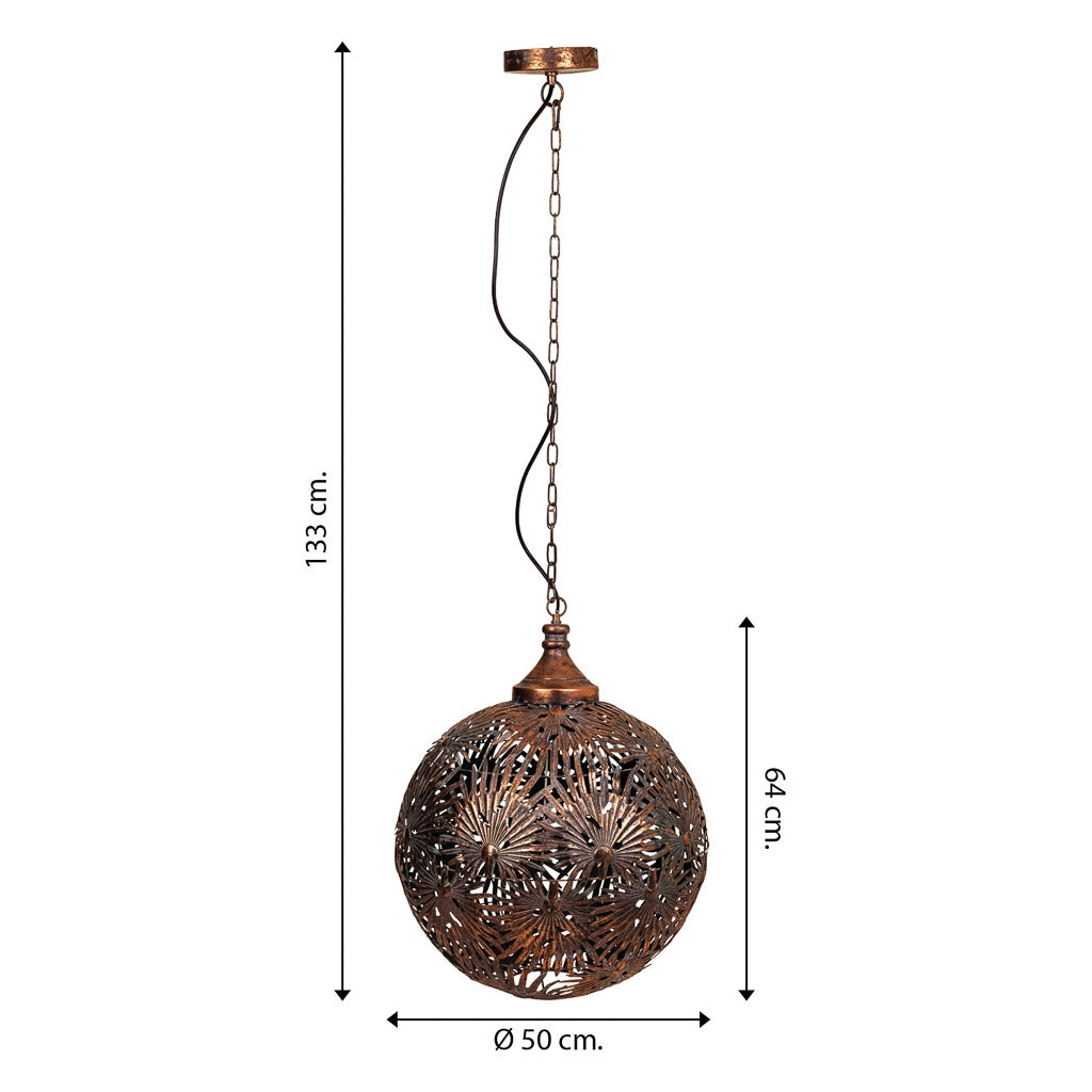 Lampada a sospensione in metallo dorato 50x50x64/133h