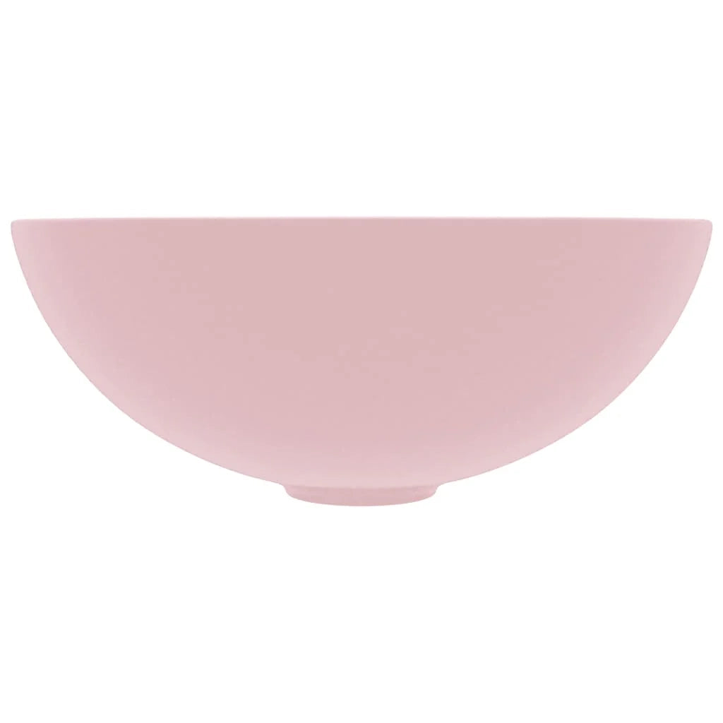 Lavandino rotondo per bagno lavabo da appoggio lavabo per WC lavello da cucina lavabo per sala trucco ceramica per interni 28 cm rosa opaco 02_0002719