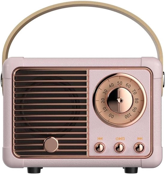 Retro Bluetooth Speaker, Altoparlante Portatile Senza Fili, Suono Stereofonico Chiara, Basso Intenso, Design Vintage, Ideale Regalo di Compleanno per una Ragazza (Rosso).