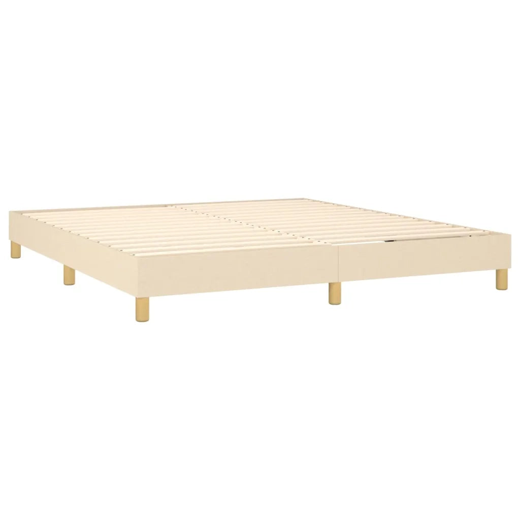 Letto a Molle con Materasso e LED Crema 160x200 cm in Tessuto