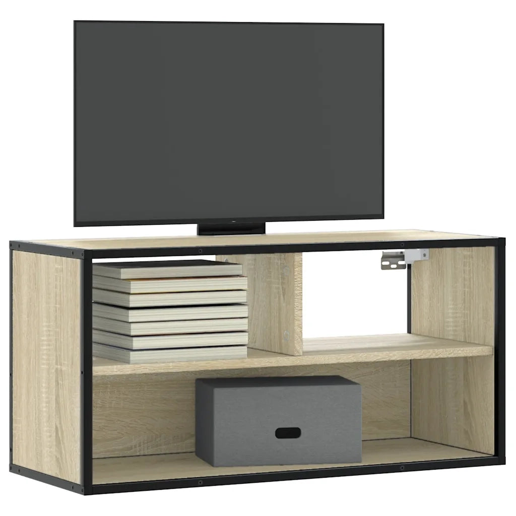 Mobile TV Rovere Sonoma 80x31x39,5 cm Legno Multistrato Metallo
