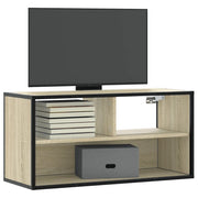 Mobile TV Rovere Sonoma 80x31x39,5 cm Legno Multistrato Metallo