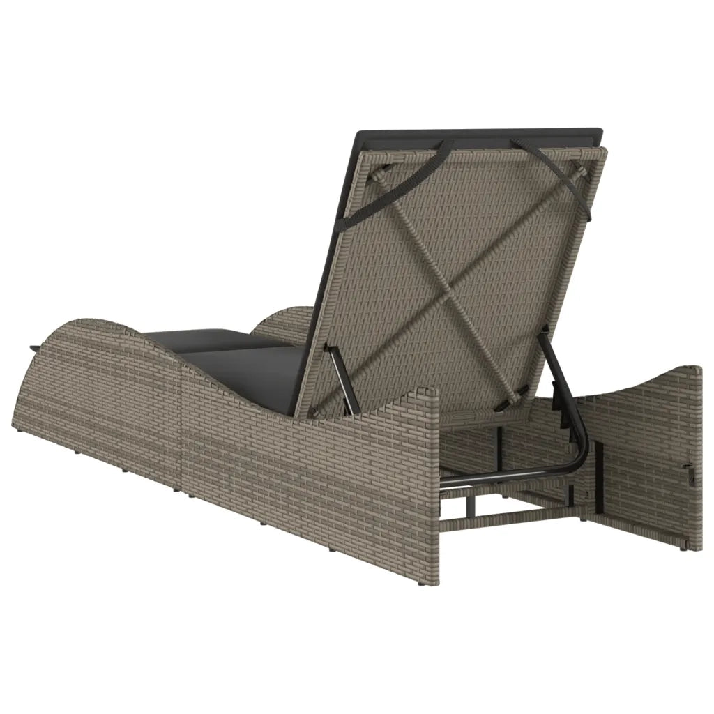 Lettino Prendisole | Sdraio da giardino | Lettino da sole con Cuscino Grigio 60x205x73 cm Polyrattan