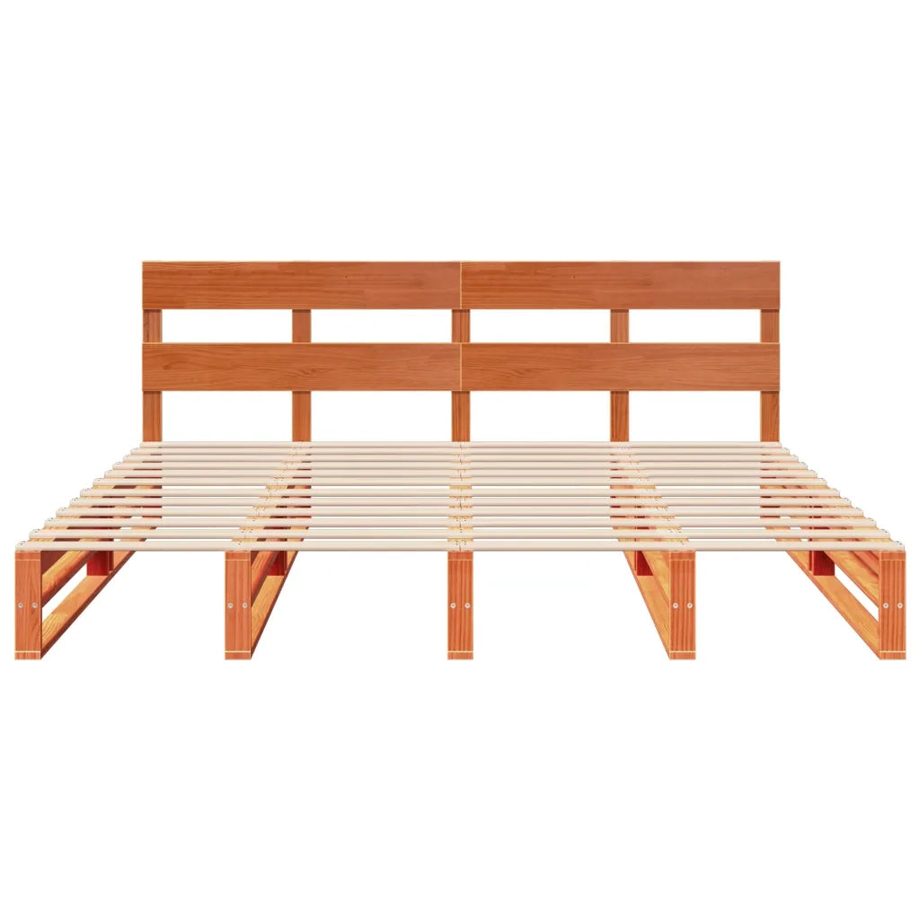 Letto senza Materasso Marrone Cera 200x200 cm in Legno di Pino