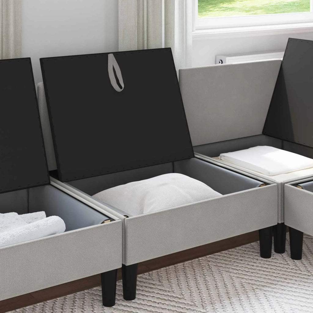 Divano Medio con Storage Grigio chiaro Velluto