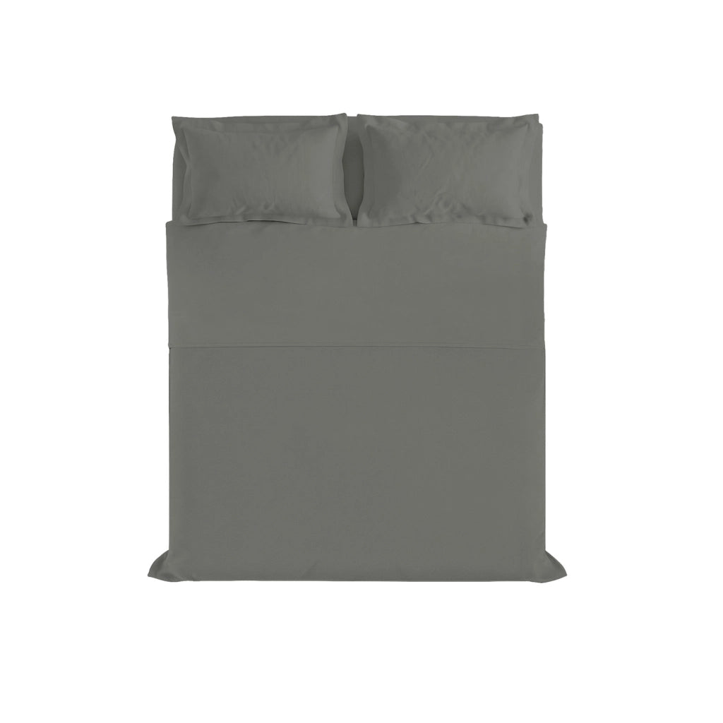 Set Lenzuola Sopra Sotto e Federe Matrimoniale Maxi 180x200 cm Linea Cloe in Raso di Cotone Fumo