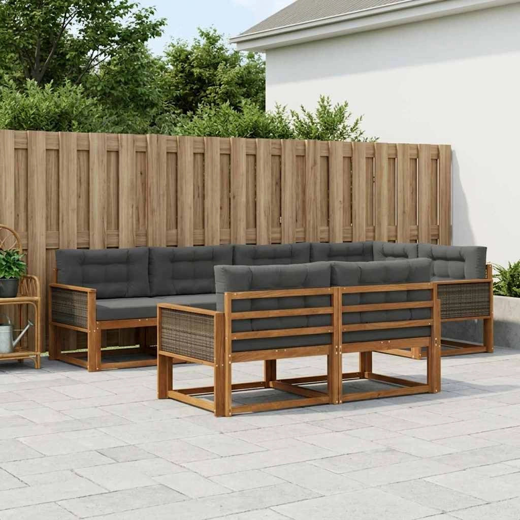 Set di divani da esterno 8 pz Naturale e Antracite 3382640