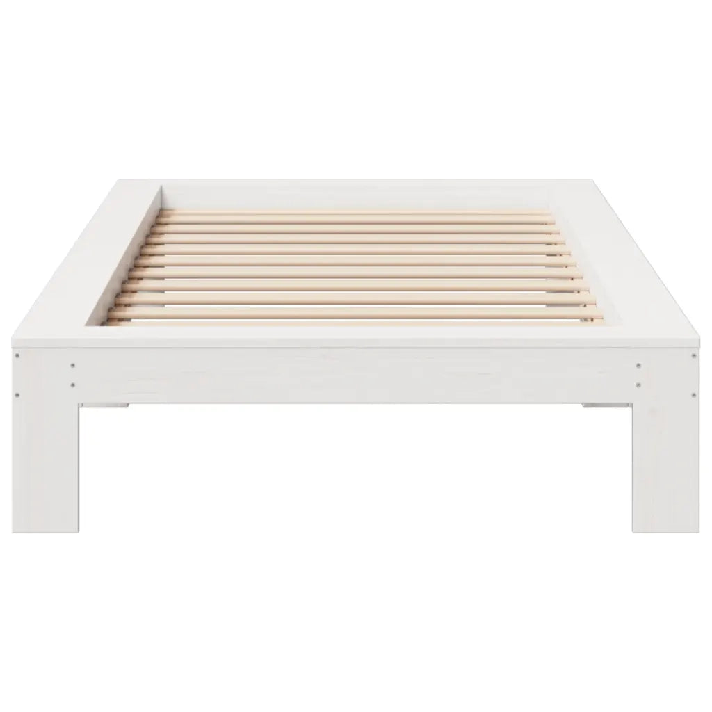 Letto senza Materasso Bianco 75x190 in Legno Massello di Pino