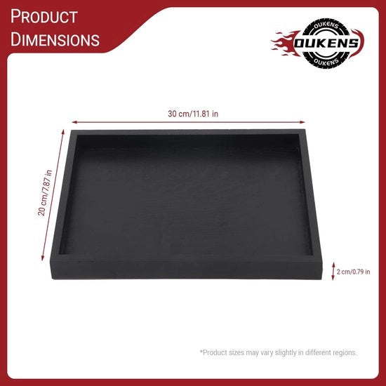Piatto di Servizio in Legno - Antiscivolo - Nera - 30 x 20 cm - Utilizzo Multiplo - Materiale Sostenibile - Servizio da Tavola