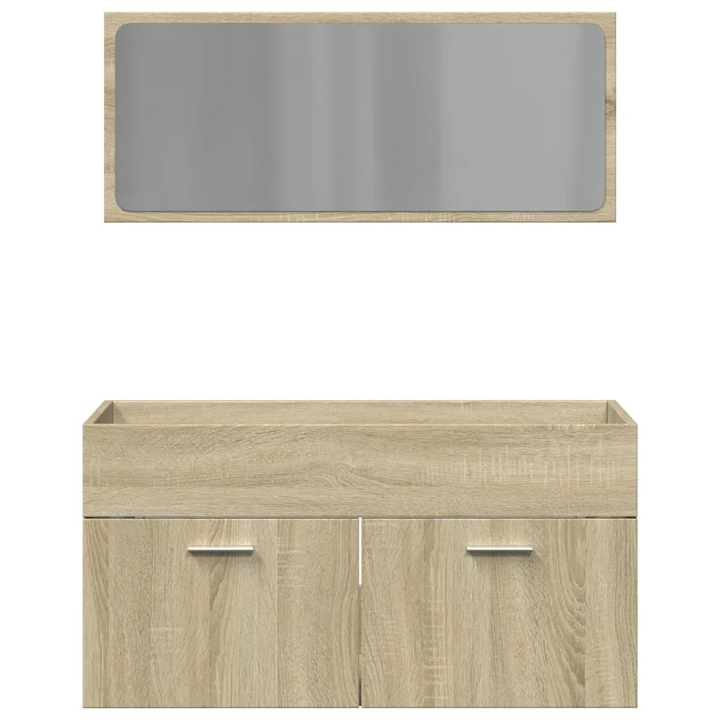 Set Mobili da Bagno 2 pz Rovere Sonoma in Legno Multistrato