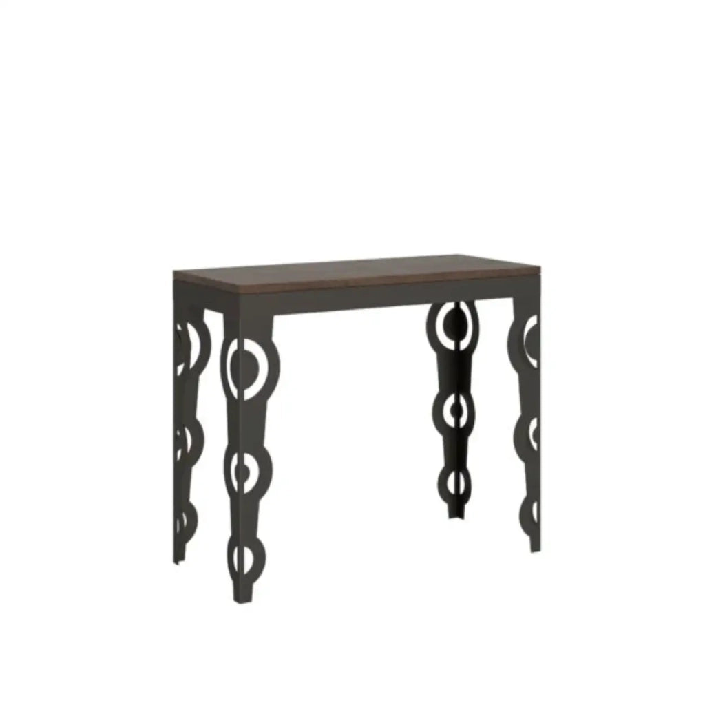 Consolle allungabile 90x40/300 cm Karamay Evolution noce telaio e gambe antracite