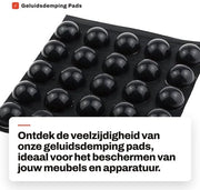 Pads di demagnetizzazione del suono - Autoadesivi e antiscivolo - Nero - Antiurto e antivibrazione - 25 pezzi - Adatti per mobili e apparecchiature