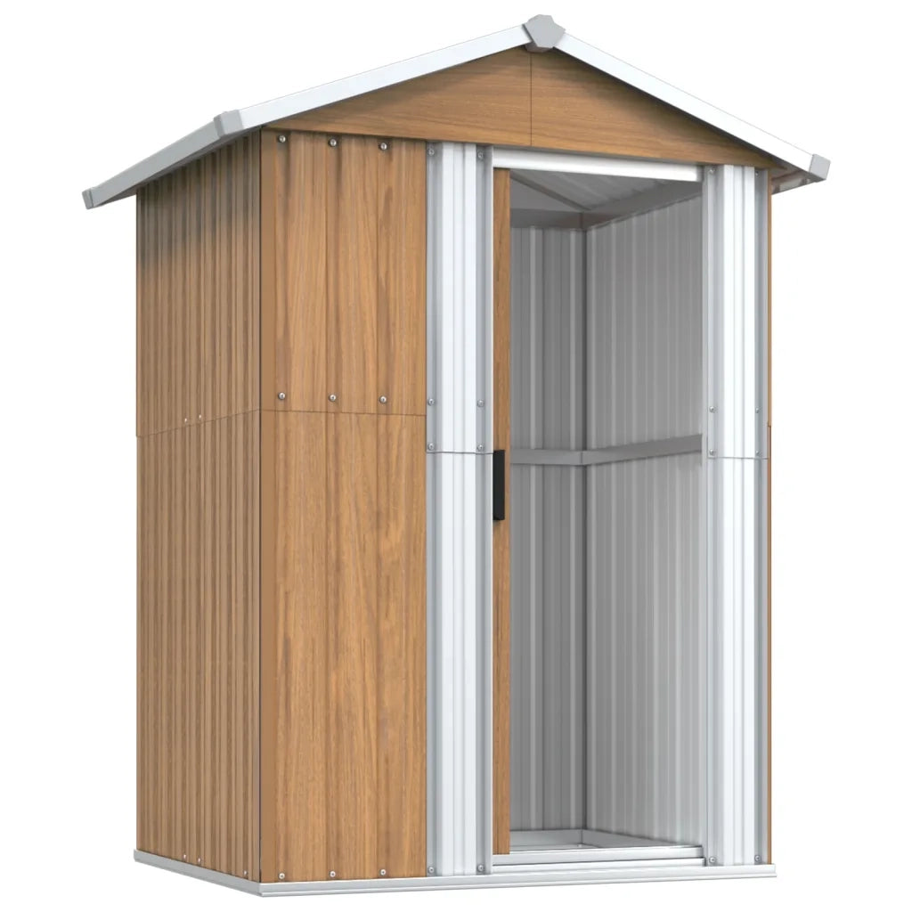 Casetta da giardino marrone 126x97,5x177 cm in acciaio zincato 316236