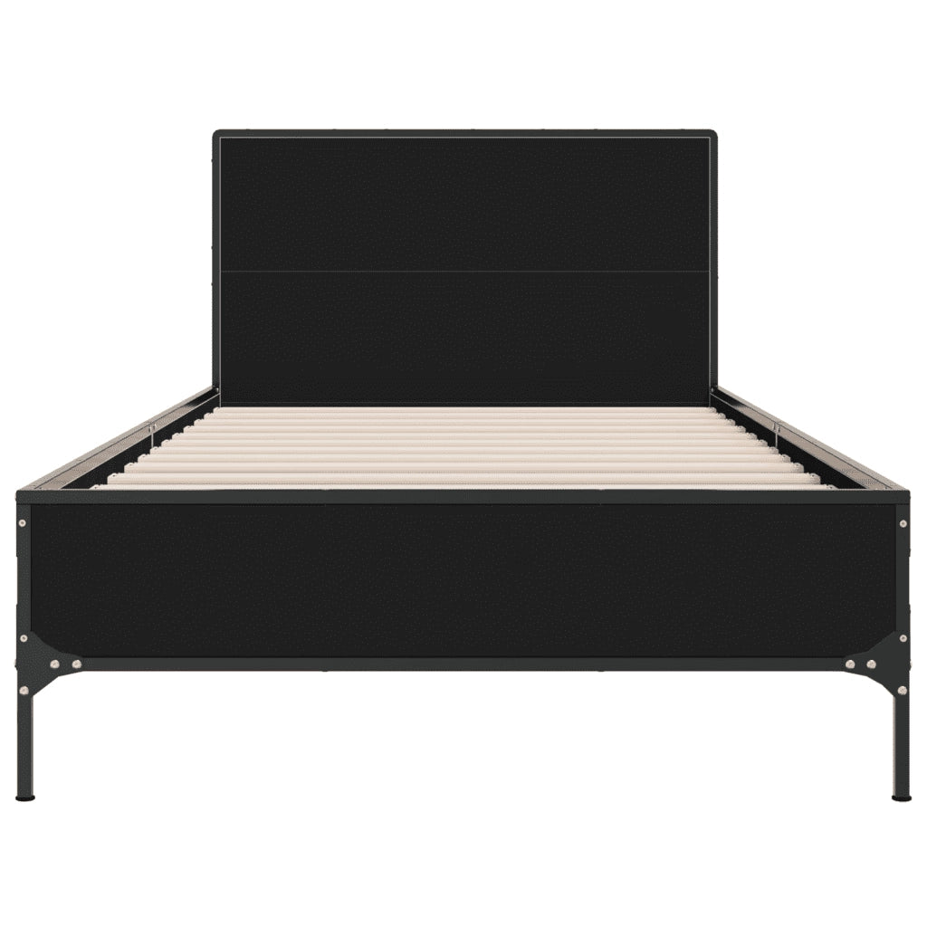 Giroletto Nero 90x200 cm in Legno Multistrato e Metallo 845517